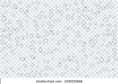 Water drops, rain splashes isolated on transparent background. Realistic for your design. Vector illustration EPS 10.