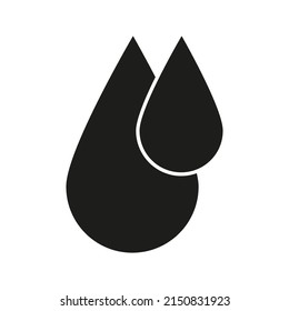El agua cae. Las gotas de lluvia. Icono web aislado. Diseño de logotipo. Ilustración vectorial plana en blanco y negro.