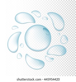 Water drops realistic. Water drops different shape. Drops set.
