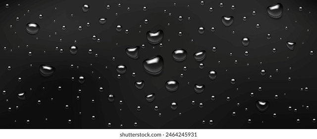 Gotas de agua, gotas realistas de líquido sobre un fondo negro.