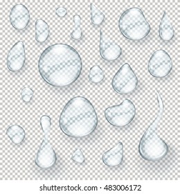 Water drops realistic set isolated illustration. Graphic concept for your design