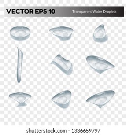  Water drops realistic set transparent vector illustration