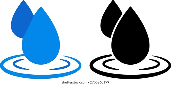Wassertropfen und Wellen Icon Set Clean Aqua Liquid Symbol Vektor