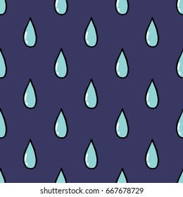 water drops seamless doodle pattern