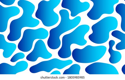 Water drops, seamless pattern with blue organic shapes. Surface of liquid, background with drops