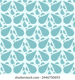 Water drops seamless pattern. Clean drink endless background. Vector flat illustration.