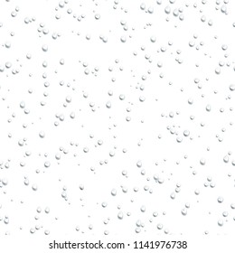 Water drops seamless pattern isolated on white background. Rain drops. Realistic bubbles on white background. Vector illustration