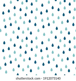 Water Drops Seamless Pattern. Rain Backdrop. Vector Illustration