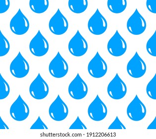Water drops seamless vector wallpaper, raindrops endless pattern background, weather theme picture.