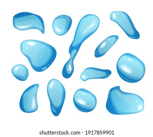 Water drops set cartoon vector illustration.