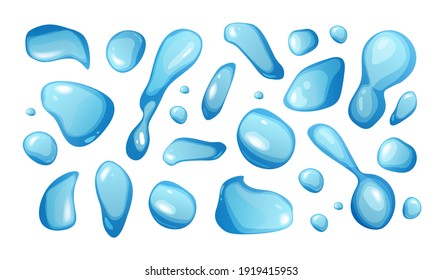 Water drops set cartoon vector illustration.