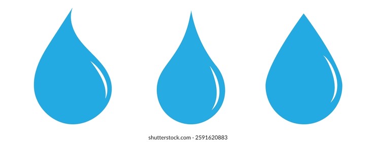 Water Drops Set Icons. Linear, silhouette and flat style. Vector icons. water drop icon set. vector illustration eps 888.