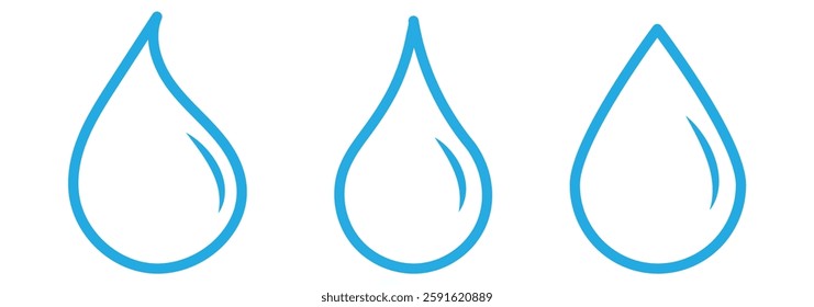 Water Drops Set Icons. Linear, silhouette and flat style. Vector icons. water drop icon set. vector illustration eps 888.
