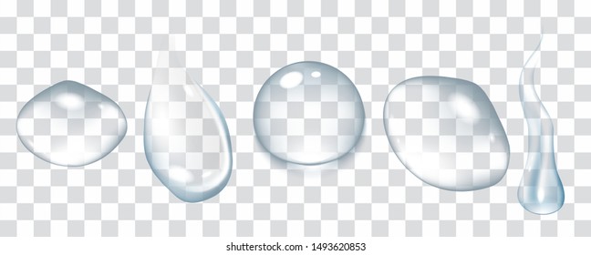 Water drops set isolated on transparent background. Vector illustration EPS 10