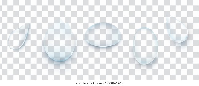 Water drops set isolated on the transparent background.