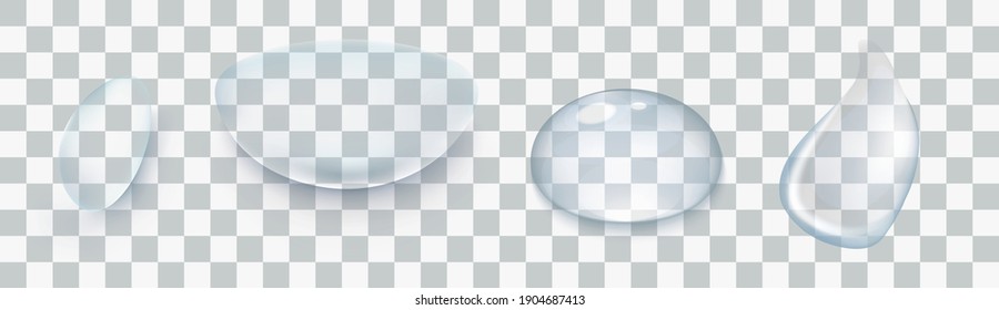 Las gotas de agua se aislan sobre un fondo transparente. Ilustración del EPS vectorial. 