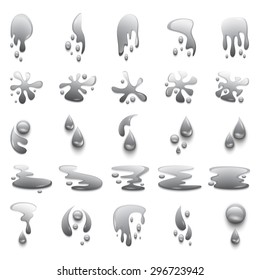 Water And Drops Set - Isolated On White Background - Vector Illustration, Graphic Design Editable For Your Design