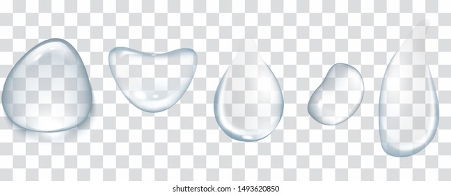 Water drops set on transparent background. Vector illustration EPS 10