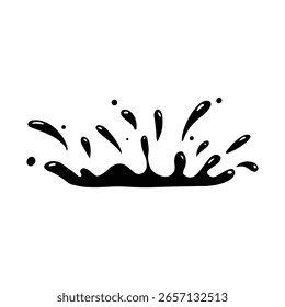 Water drops and splash silhouette in simple doodle style. Set different liquid shapes and silhouette.