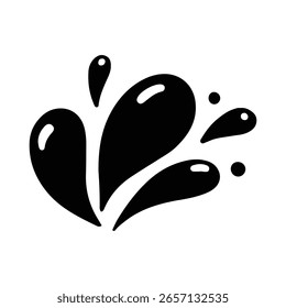 Gotas de água e silhueta de salpicos em estilo de doodle simples. Definir diferentes formas líquidas e silhueta.