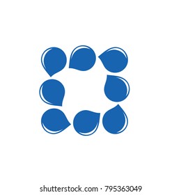 water drops in square shape symbol logo