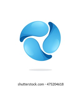 Water Drops in a swirl sphere logo. Vector ecology elements for banner, presentation, web page, card, labels or posters.