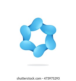 Water Drops in a swirl star logo. Vector ecology elements for banner, presentation, web page, card, labels or posters.
