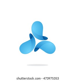 Water Drops in a swirl triangle logo. Vector ecology elements for banner, presentation, web page, card, labels or posters.