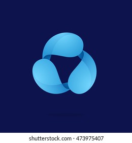 Water Drops in a swirl triangle logo. Vector ecology elements for banner, presentation, web page, card, labels or posters.