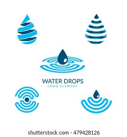 Water Drops Symbol Logo Sign Symbol Set 
