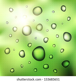 Water drops texture on windows glass vector background.