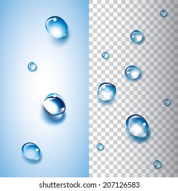 Water Drops With Transparency. Each Water Drop Is Grouped And Can Overlay An Object Or A Picture To Give A Water Drop Effect.