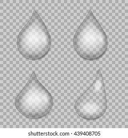 Water drops with transparency (ready to be used on raster images). Vector illustration.