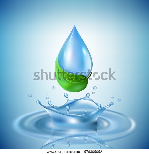 水が滴る 透明スプラッシュを浪費する広告コンセプトウェーブ水ベクター写実的画像の産業的な精製 のベクター画像素材 ロイヤリティフリー