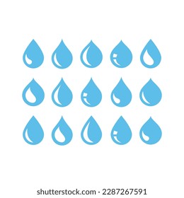 Water drops vector icon set. Simple drop of water icons.