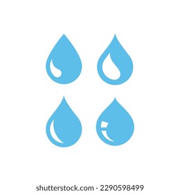 El agua desciende el conjunto de iconos vectoriales. Simple gota de íconos de agua.