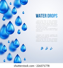 Water Drops. Vector illustration. Rainy day. Blurred rain.