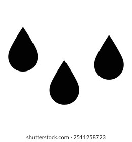 Water drops vector illustration. Three Water drop. Black silhouette. Rain symbol. Weather Icon and Environmental Design.