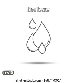  El agua cae. Icono lineal vectorial. Icono plano moderno para el diseño de sitios web, logotipo, aplicación, interfaz de usuario. Vector EPS10
