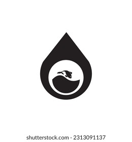 water drops with waves and fish in them logo illustration.