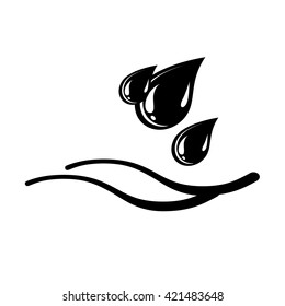 Water drops and waves icon. Falling drops Vector Illustration