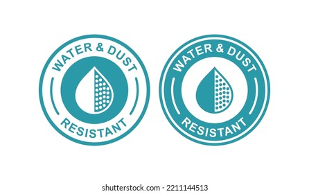 Water and dust resistant or proof logo vector design. Suitable for product label