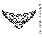 Water Eagle logo or modern line icon. Vector line art and icon design with bold outline. Black and white Pixel Perfect minimalistic symbol isolate white background. Creative logotype