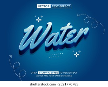 Agua texto editable, efecto de fuente, texto 3D para el título