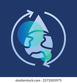 Water Efficiency glassmorphism illustration. Transparency blur elements. Ui layered design.