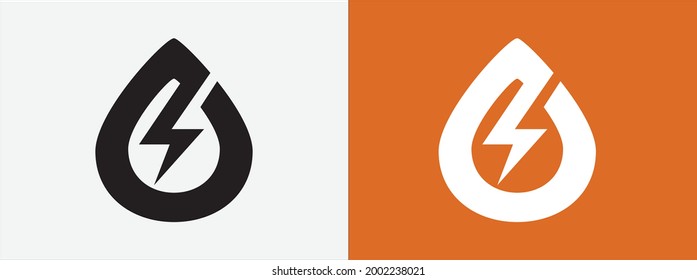 diseño del logotipo del icono vectorial de la fuente de energía eléctrica de agua. logotipo de símbolo de chispa eléctrica dentro del agua para fuentes de energía renovables en el flujo de agua.