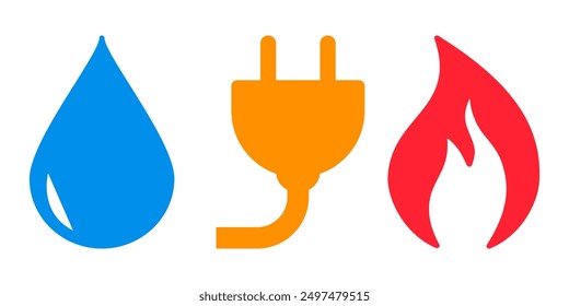 Water Electricity Gas icon. Clipart image isolated on white background