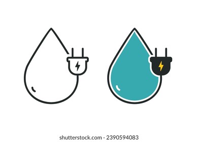 Icono de la electricidad de agua. Vector de ilustración