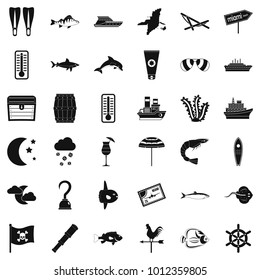 Water element icons set. Simple set of 36 water element vector icons for web isolated on white background