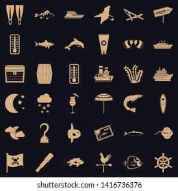 Water element icons set. Simple set of 36 water element vector icons for web for any design